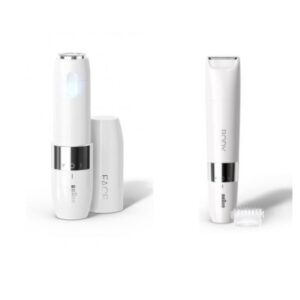 Braun Face Mini Hair Remover With Smart Light, White - fs1000 With Braun Body Mini Trimmer, Wet And Dry With Trimming Comb, White - BS1000
