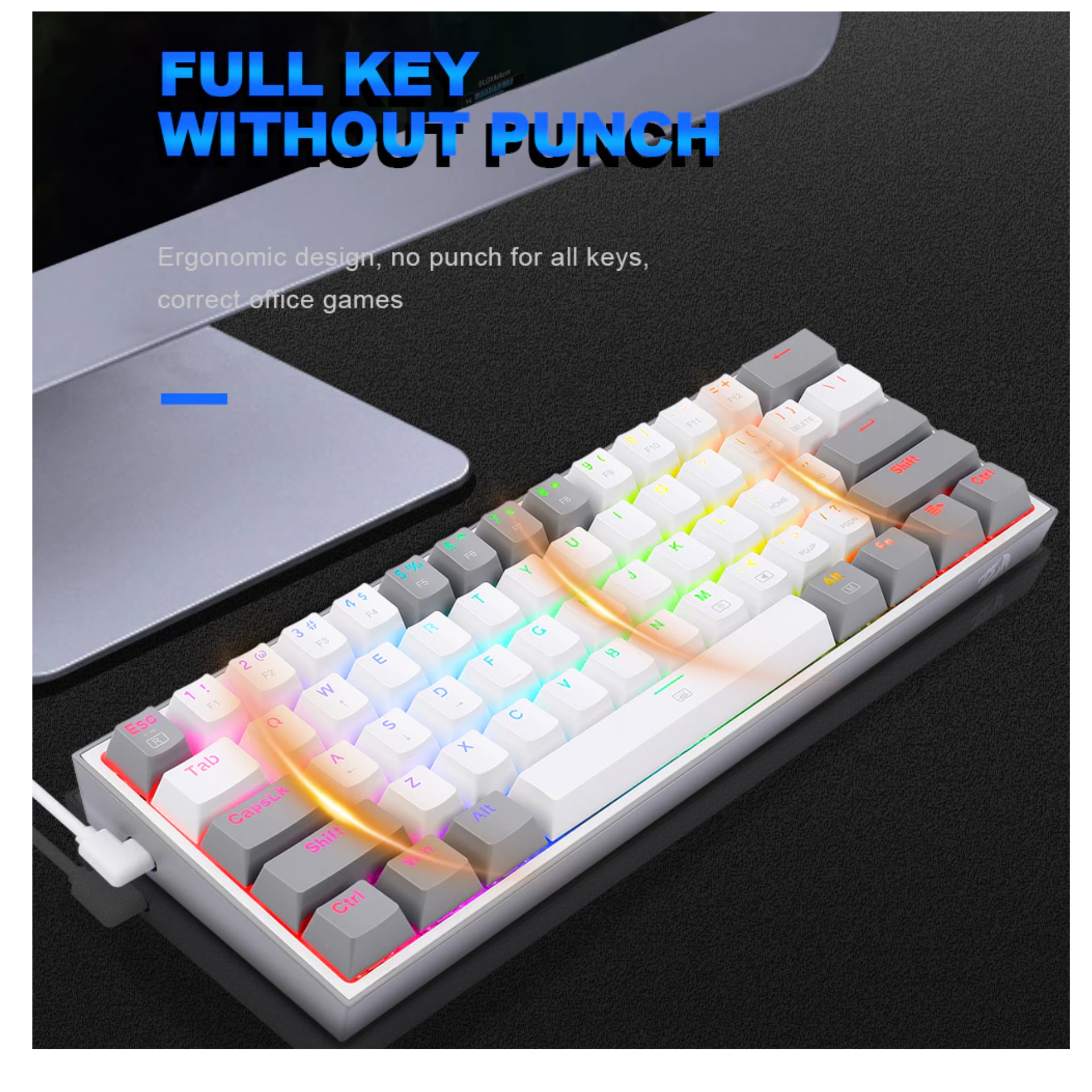 Redragon K617 FIZZ 60% RGB Gaming Mechanical Keyboard – Linear Red Switches  Grey White Cairo Mega Store