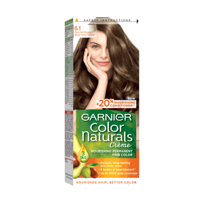Garnier Color Naturals Crème Hair Dye 6.1 Dark Ash Blonde - Image 1