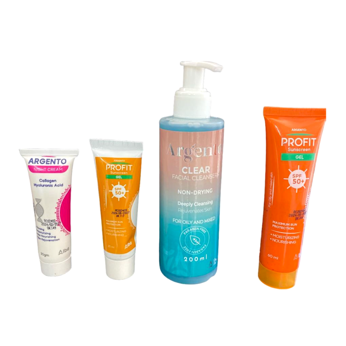 Argento Profit Sun Block Gel 60  + Argento  Clear 200+ Argento Profit Sun Block Gel 25ml +Argento  Night Cream 30g - Image 1