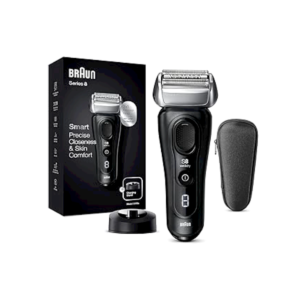 Braun Series 8 8410s Wet & Dry shaver with charging stand and bag, black.