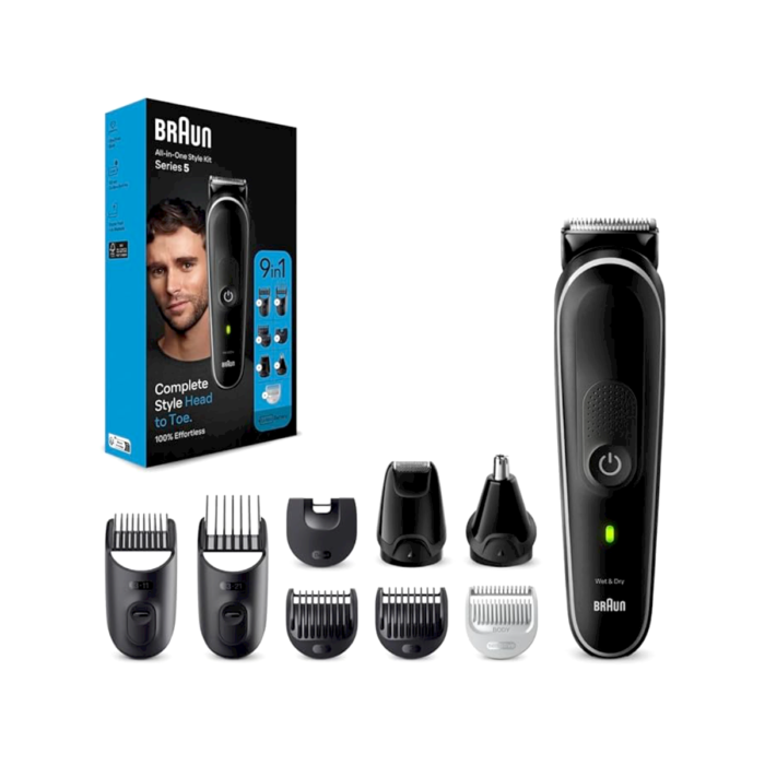 9 in 1 Styling Kit 5 MGK5420 for Beard, Body and Hair. With 100 Minutes Run Time, Pouch, Grey - Image 1
