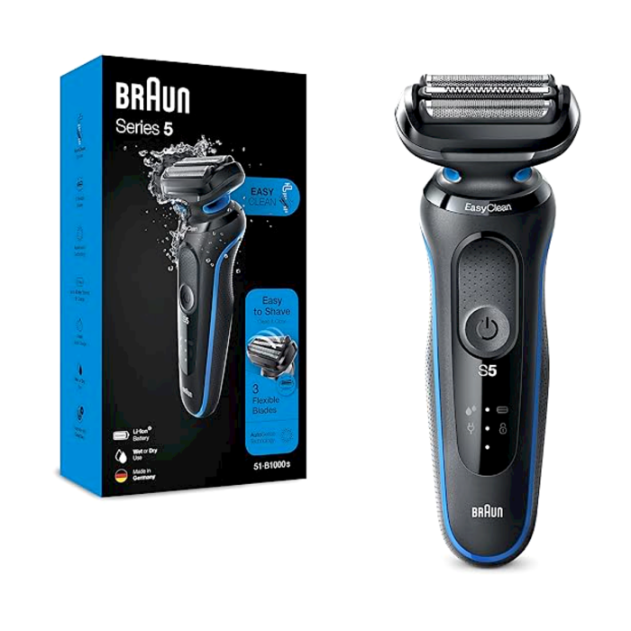 Braun Series 5 51-B1000s Wet & Dry Shaver, Blue - Image 1