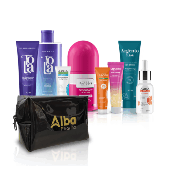 Alba bag ( cleanser - serum - sunscreen - night cream - body lotion - deodorant - shampoo -oil replacement) ) - Image 1