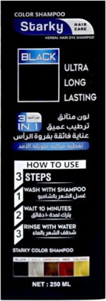 Starky 3N1 Hair Dye Shampoo B01 Black Color 250 ml - Image 2